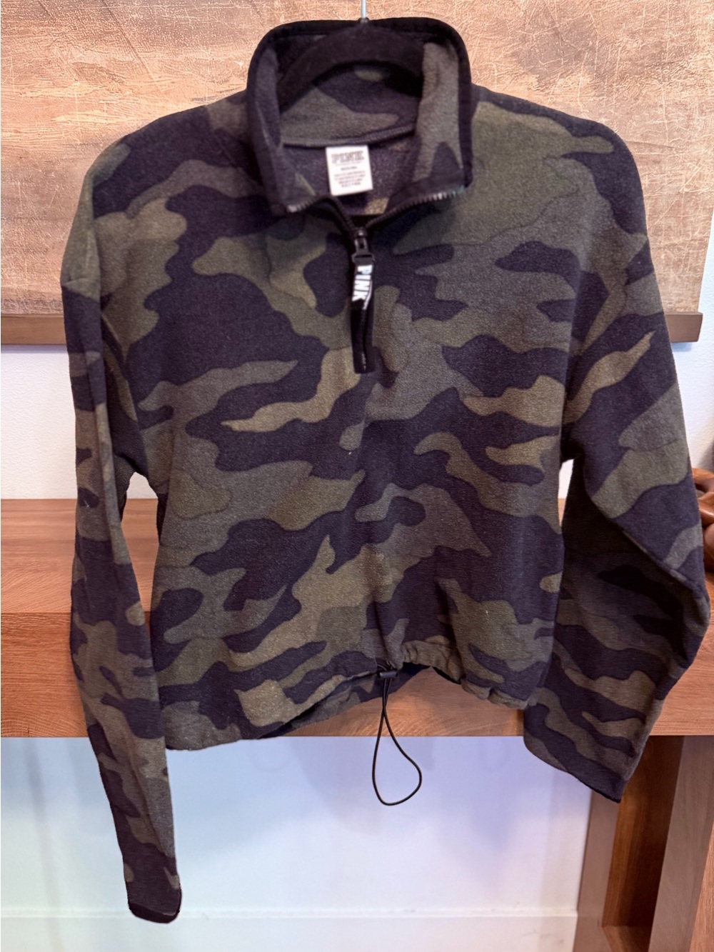 PINK Victoria's Secret Camouflage Half-Zip Fleece - Olive/Black